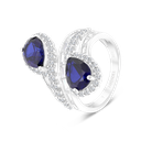 Sterling Silver 925 Ring Rhodium Plated Embedded With Sapphire Corundum