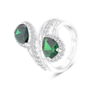 Sterling Silver 925 Ring Rhodium Plated Embedded With Emerald