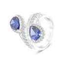 Sterling Silver 925 Ring Rhodium Plated Embedded With Tanzanite