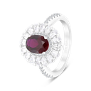 Sterling Silver 925 Ring Rhodium Plated Embedded With Ruby Corundum