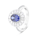 Sterling Silver 925 Ring Rhodium Plated Embedded With Tanzanite