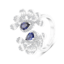 Sterling Silver 925 Ring Rhodium Plated Embedded With Tanzanite