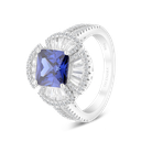 Sterling Silver 925 Ring Rhodium Plated Embedded With Tanzanite