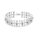 Sterling Silver 925 Bracelet Rhodium Plated Embedded With Ruby Corundum And White CZ