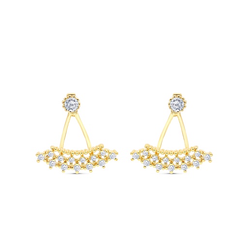 [EAR02WCZ00000B609] Sterling Silver 925 Earring Gold Plated And White CZ
