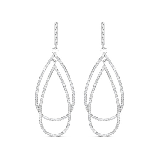 [EAR01WCZ00000B674] Sterling Silver 925 Earring Rhodium Plated And White CZ