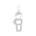 Sterling Silver 925 Pendant Rhodium Plated And White CZ