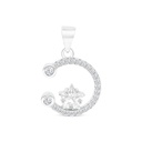 Sterling Silver 925 Pendant Rhodium Plated And White CZ