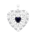 Sterling Silver 925 Pendant Rhodium Plated Embedded With Sapphire Corundum And White CZ