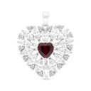 Sterling Silver 925 Pendant Rhodium Plated Embedded With Ruby Corundum And White CZ