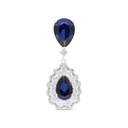 Sterling Silver 925 Pendant Rhodium Plated Embedded With Sapphire Corundum And White CZ