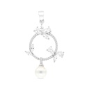 Sterling Silver 925 Pendant Rhodium Plated And White CZ