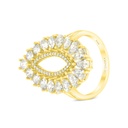 Sterling Silver 925 Ring Gold Plated With Yellow Zircon And White CZ