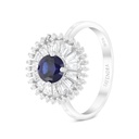 Sterling Silver 925 Ring Rhodium Plated Embedded With Sapphire Corundum