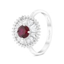 Sterling Silver 925 Ring Rhodium Plated Embedded With Ruby Corundum