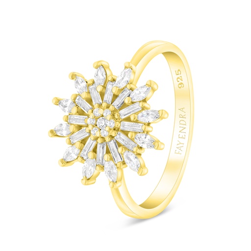 Sterling Silver 925 Ring Gold Plated Embedded With White CZ