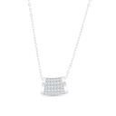 Sterling Silver 925 Necklace Rhodium Plated And White CZ