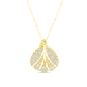 Sterling Silver 925 Necklace Gold Plated Embedded With White Shell Pearl And White CZ