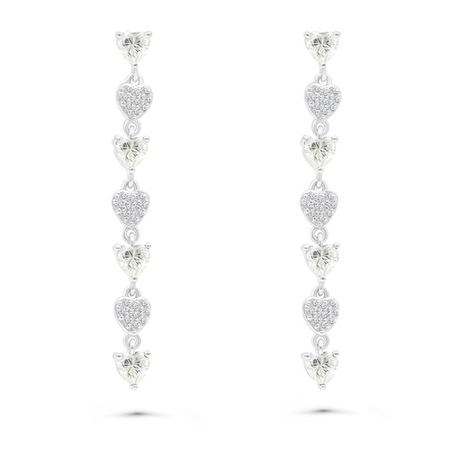 [EAR01CIT00WCZB446] Sterling Silver 925 Earring Rhodium Plated Embedded With Yellow Zircon And White CZ