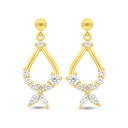Sterling Silver 925 Earring Gold Plated Embedded With White Zircon