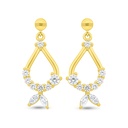 Sterling Silver 925 Earring Gold Plated Embedded With White Zircon