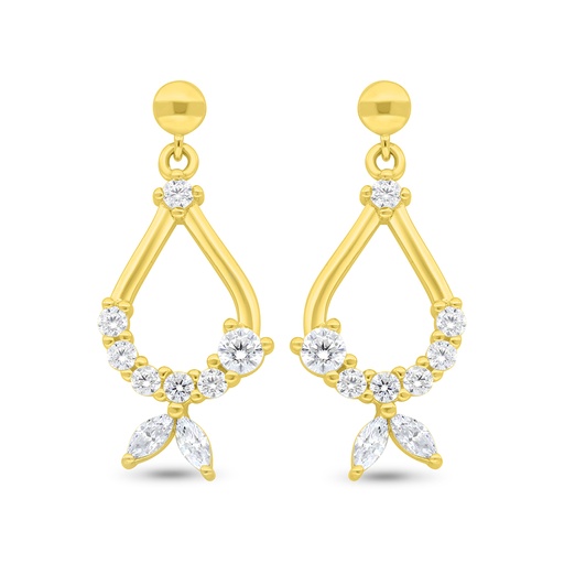 [EAR02WCZ00000B453] Sterling Silver 925 Earring Gold Plated Embedded With White Zircon