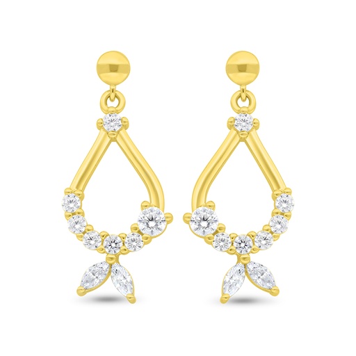 [EAR02WCZ00000B453] Sterling Silver 925 Earring Gold Plated Embedded With White Zircon