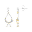 Sterling Silver 925 Earring Rhodium And Gold Plated Embedded With White CZ