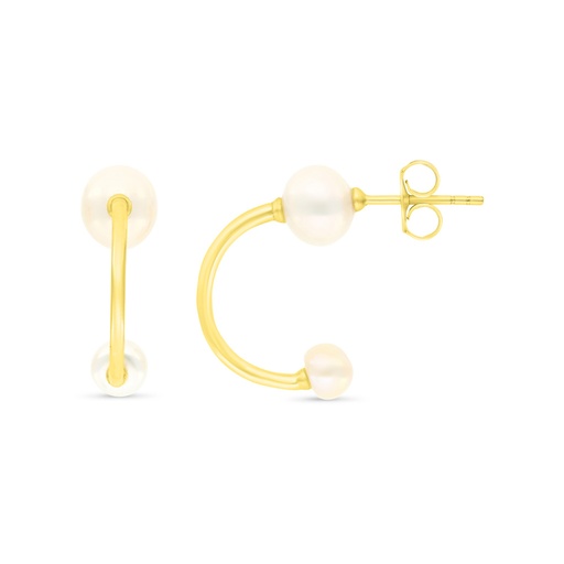 [EAR02PRL00000B488] Sterling Silver 925 Earring Gold Plated Embedded With White Shell Pearl