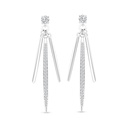 Sterling Silver 925 Earring Rhodium Plated And White CZ