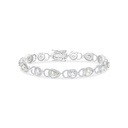 Sterling Silver 925 Bracelet Rhodium Plated Embedded With Yellow Zircon And White CZ