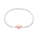 Sterling Silver 925 Bracelet Rhodium And Rose Gold Plated Embedded With White CZ - 19 CM