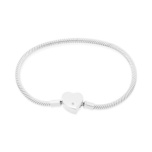 [BRC01WCZ19000A885] اسورة فضة عيار 925 مطلي روديوم مرصعة فص ابيض - 19 CM