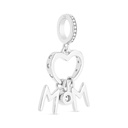 Sterling Silver 925 Pendant Rhodium Plated Embedded With White CZ (MOM)