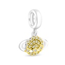 Sterling Silver 925 Pendant Rhodium And Gold Plated Embedded With  White CZ