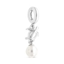 Sterling Silver 925 Pendant  Rhodium Plated Embedded With White Shell Pearl 