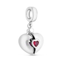 Sterling Silver 925 Pendant Rhodium Plated Embedded With Ruby Corundum