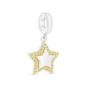 Sterling Silver 925 Pendant Rhodium And Gold Plated Embedded With White CZ