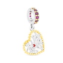 Sterling Silver 925 Pendant Rhodium And Golden Plated Embedded With Ruby Corundum