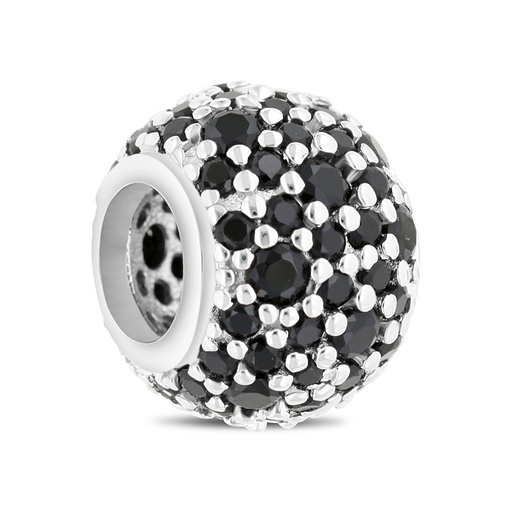 [BCB01BCZ00000A199] Sterling Silver 925 CHARM Rhodium Plated Embedded With Black CZ