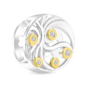 Sterling Silver 925 CHARM Rhodium And Gold Plated Embedded With White CZ