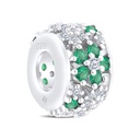 Sterling Silver 925 CHARM Rhodium Plated Embedded With Emerald And White CZ