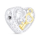 Sterling Silver 925 CHARM Rhodium And Gold Plated Embedded With White CZ