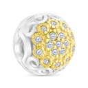 Sterling Silver 925 CHARM Rhodium And Gold Plated Embedded With White CZ