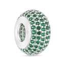 Sterling Silver 925 CHARM Rhodium Plated Embedded With Emerald Zircon