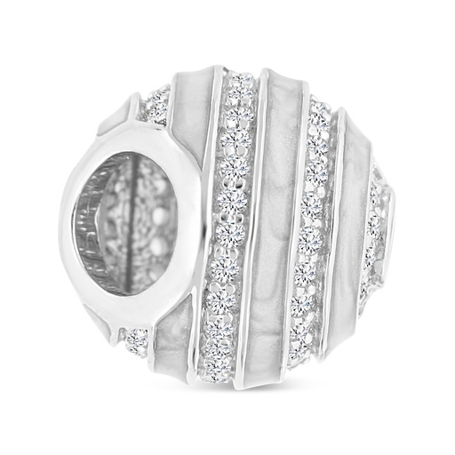 [BCB01WCZ00000A239] Sterling Silver 925 CHARM Rhodium Plated Embedded With White CZ