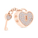 Sterling Silver 925 CHARM Rose Gold Plated Embedded With White CZ