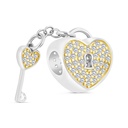 Sterling Silver 925 CHARM Rhodium And Gold Plated Embedded With White CZ