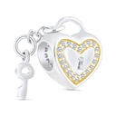 Sterling Silver 925 CHARM Rhodium And Gold Plated Embedded With White CZ