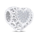 Sterling Silver 925 CHARM Rhodium Plated Embedded With White CZ